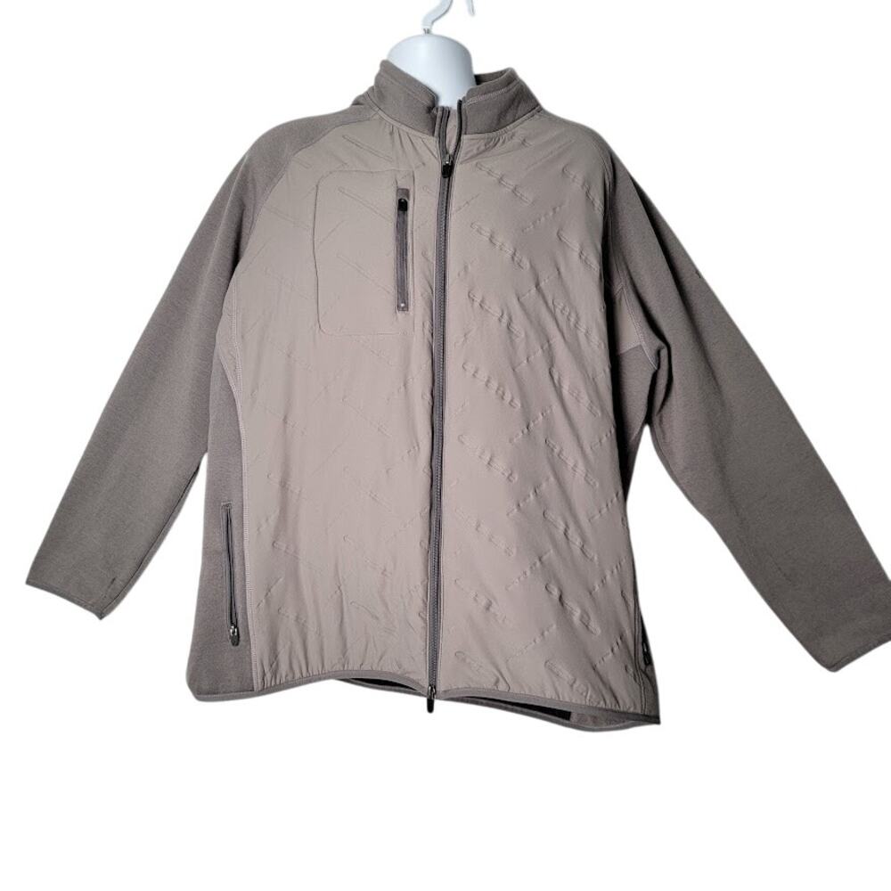 Johnnie-O Men’s XXL‎ Gray Full Zip Jacket Company Logo Nylon Spandex Golf Preppy